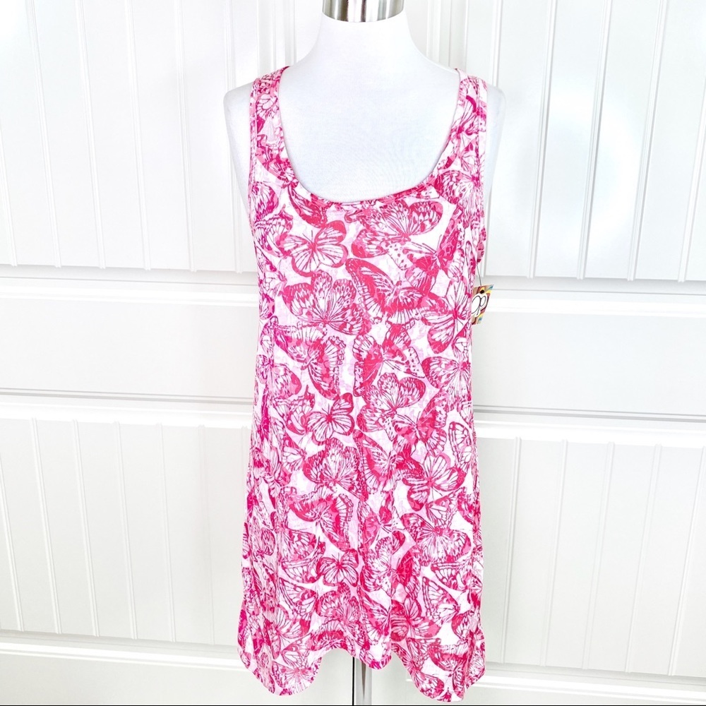 OP T-Back Pink Butterfly Mini Dress Swim Coverup M
